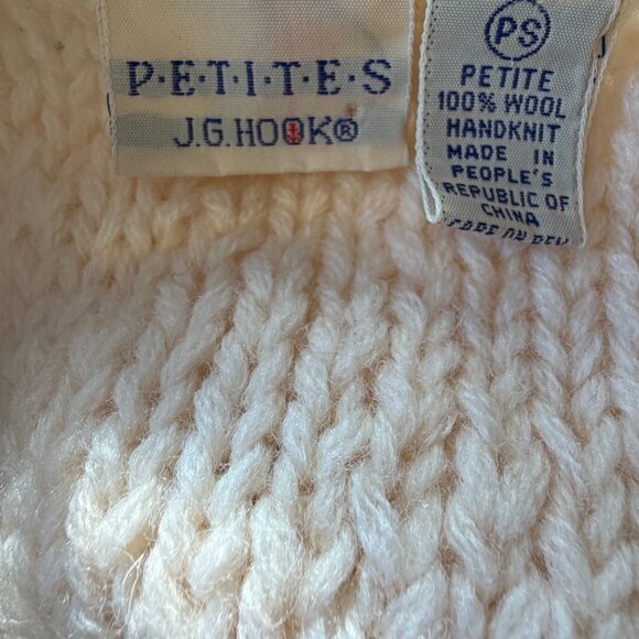 JG Hook Vintage Petite Small Ivory Cable VNeck Beaded Sweater Vest - Picture 6 of 8